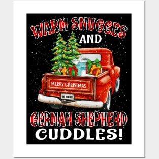 Warm Snuggles And German Shepherd Cuddles Ugly Christmas Sweater Posters and Art